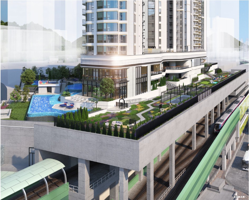 Deep Water South 6A 黃竹坑站上蓋住宅平台花園與泳池會所設計