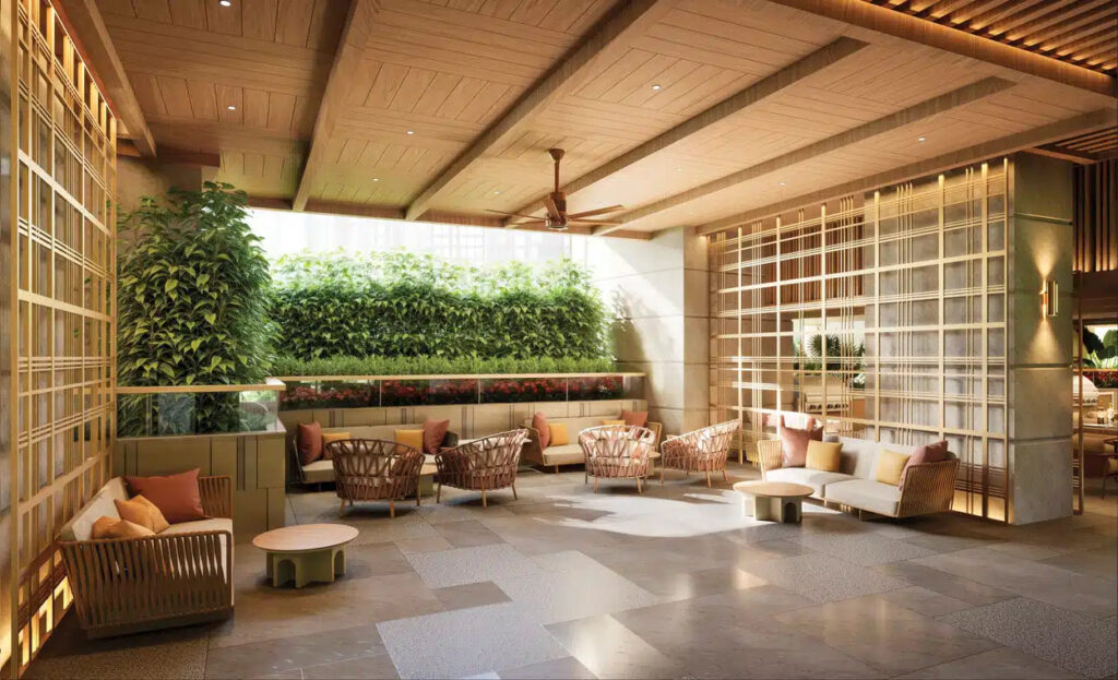 柏景峰 One Park Place 戶外會所休閒庭園設計 綠化平台與住客休憩空間