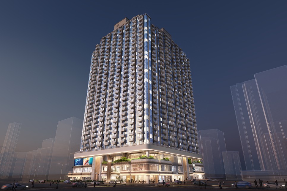 HIGHWOOD 住宅大樓外觀設計 現代高層建築與基座商業空間