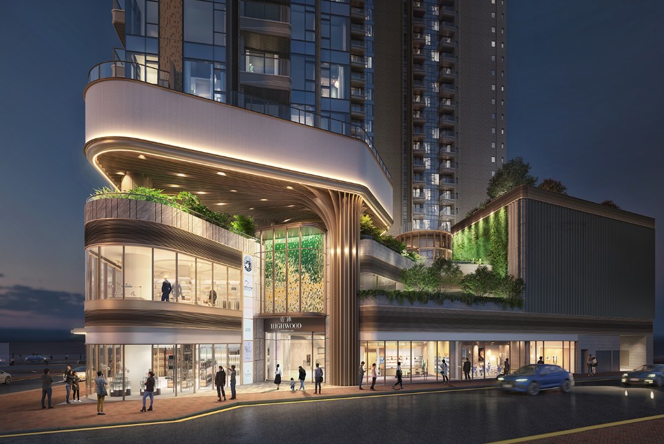 HIGHWOOD 基座商業及住宅入口設計 夜景外觀與街舖配套