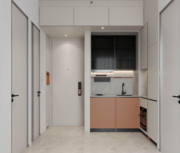 HIGHWOOD 開放式廚房設計 小型單位廚櫃與內置電器配置