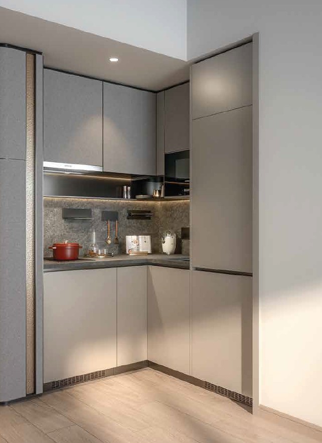 瑜意 Zendo House 示範單位開放式廚房設計 配備嵌入式廚電與現代櫥櫃