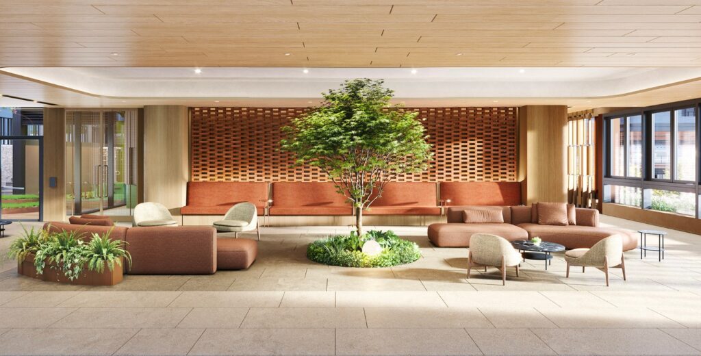 首岸第1期 One Victoria Cove Phase 1 會所休憩大堂，綠植景觀結合自然採光設計