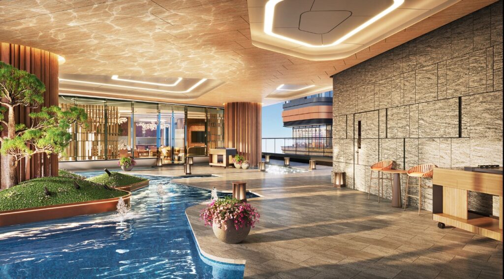 首岸第1期 One Victoria Cove Phase 1 戶外水景平台，結合園林設計及休閒空間