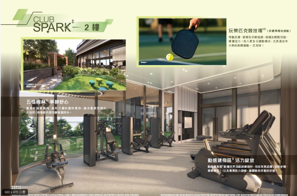 形瑨 Lime Spark 健身及康體設施，配備先進健身器材、園林景觀及匹克球場